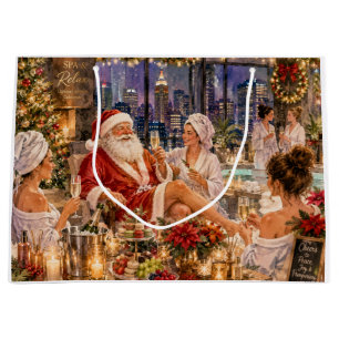 Santa Claus Christmas in Spa for Spa Lovers Large Gift Bag