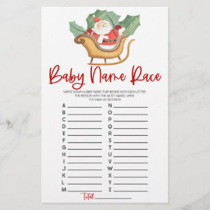 Santa Claus Christmas Name Race Baby Shower Game Stationery