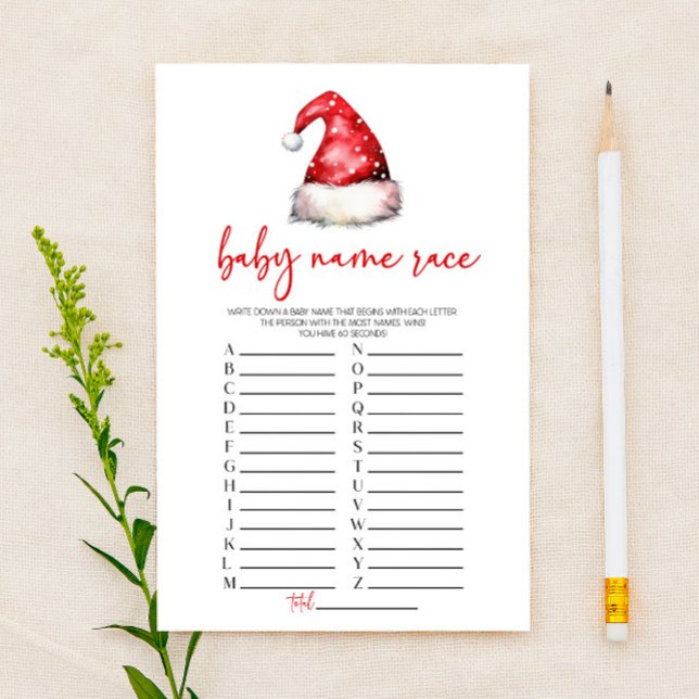 Santa Claus Christmas Name Race Baby Shower Game Stationery (Creator Uploaded)