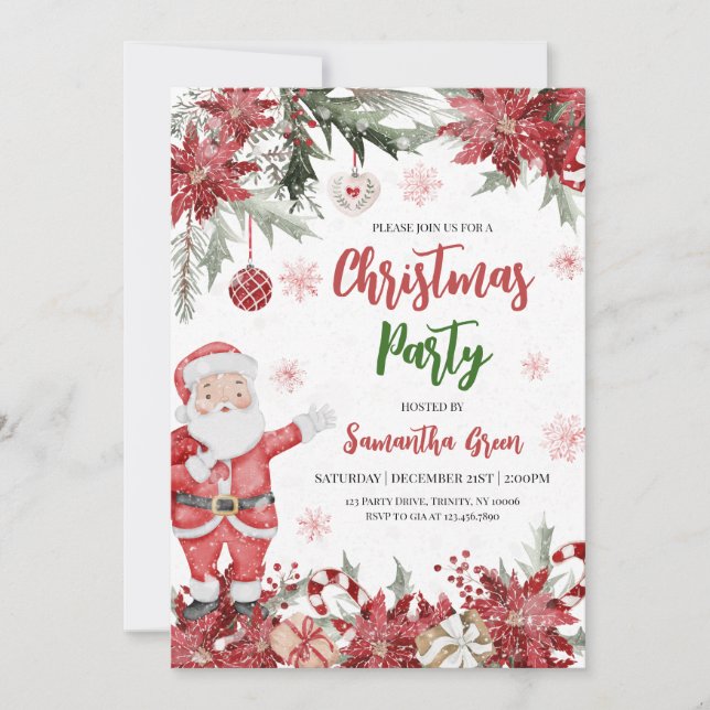 Santa Claus Christmas Party Invitation (Front)