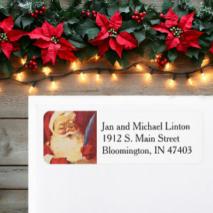 Santa Claus Christmas Personalise Return Address Label