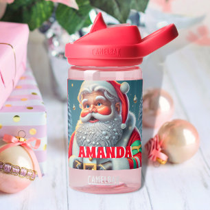 Santa Claus Christmas Personalised Kids Name Water Bottle