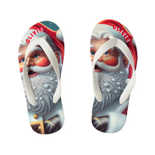 Santa Claus Christmas Personalised Kid's Thongs