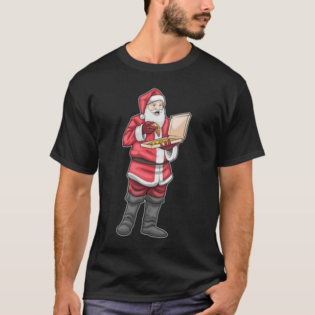 Santa Claus Christmas Pizza T-Shirt (Front)