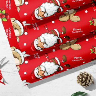 Santa Claus   Christmas Red Wrapping Paper