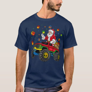 santa claus Christmas Riding Monster Truck gift 2 T-Shirt