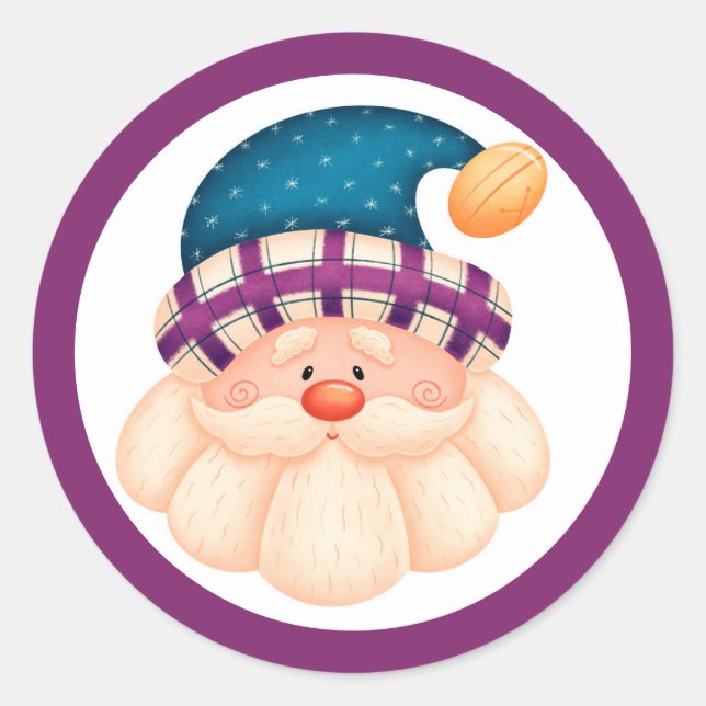 Santa Claus Christmas Round Sticker (Front)