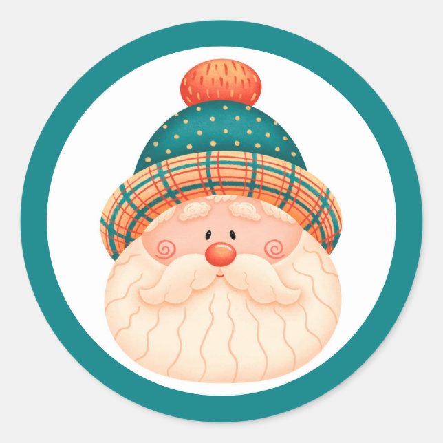 Santa Claus Christmas Round Sticker (Front)