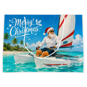 Santa Claus Christmas Sailling  Large Gift Bag