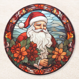 Santa Claus Christmas Set of 6 Round Paper Coaster