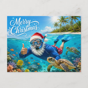 SANTA CLAUS Christmas Snorkelling Holiday Postcard