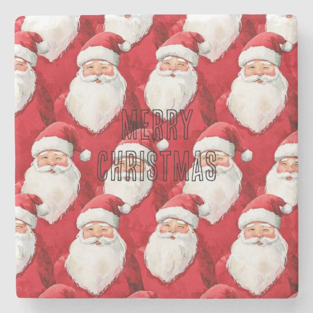 Santa Claus Christmas Stone Coaster (Front)