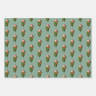 Santa Claus Christmas Teddy Wrapping Paper Sheet