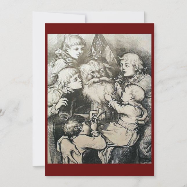 Santa Claus Christmas Thomas Nast Harpers 1880s Holiday Card (Front)