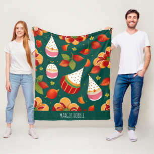 Santa Claus Christmas Toys Retro Pattern Fleece Blanket