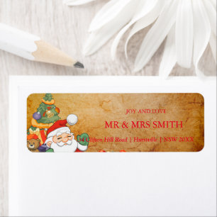 Santa Claus Christmas tree spell Return Address Label