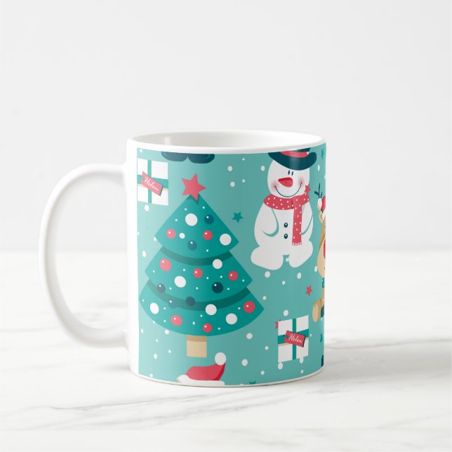 Santa Claus Christmas Vintage Pattern Coffee Mug (Left)