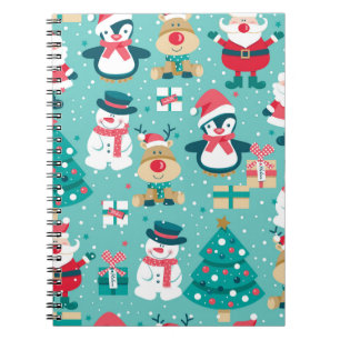 Santa Claus Christmas Vintage Pattern Notebook
