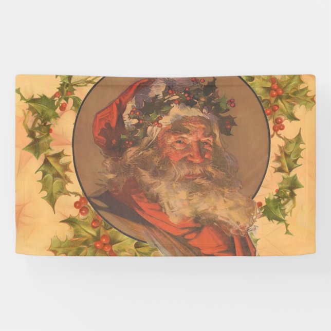 Santa Claus Christmas Vintage Portrait Banner (Horizontal)