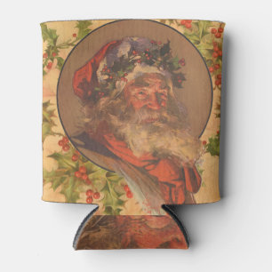 Santa Claus Christmas Vintage Portrait Can Cooler