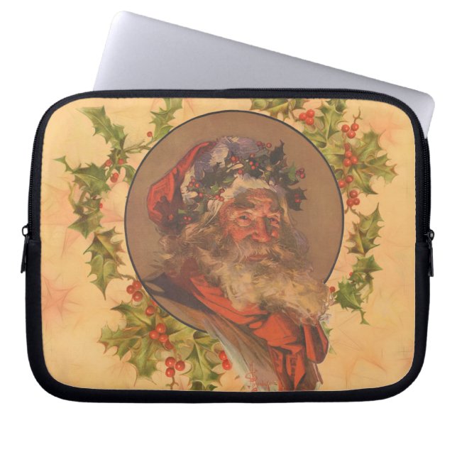 Santa Claus Christmas Vintage Portrait Laptop Sleeve (Front)