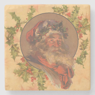 Santa Claus Christmas Vintage Portrait Stone Coaster