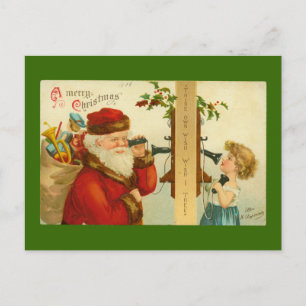 Santa Claus Christmas Vintage Postcard Print