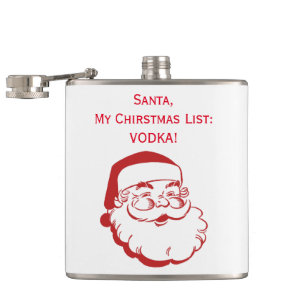 Santa Claus Christmas Wish List Funny Vodka Custom Hip Flask