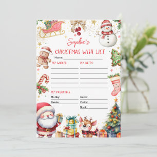 Santa Claus Christmas Wish List Invitation