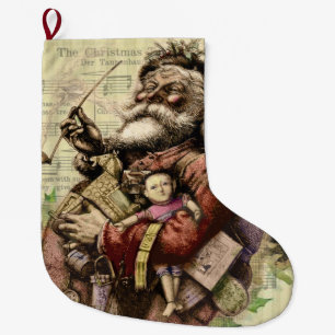 Santa Claus Classic Thomas Nast Illustration Large Christmas Stocking