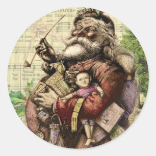 Santa Claus Classic Thomas Nast Illustration  Round Sticker