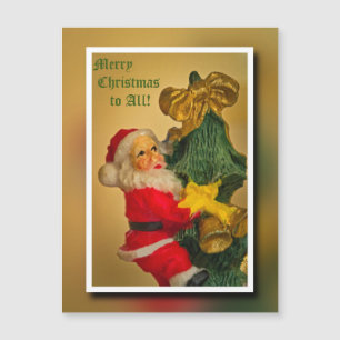 Santa Claus Climbing the Christmas Tree - Vintage
