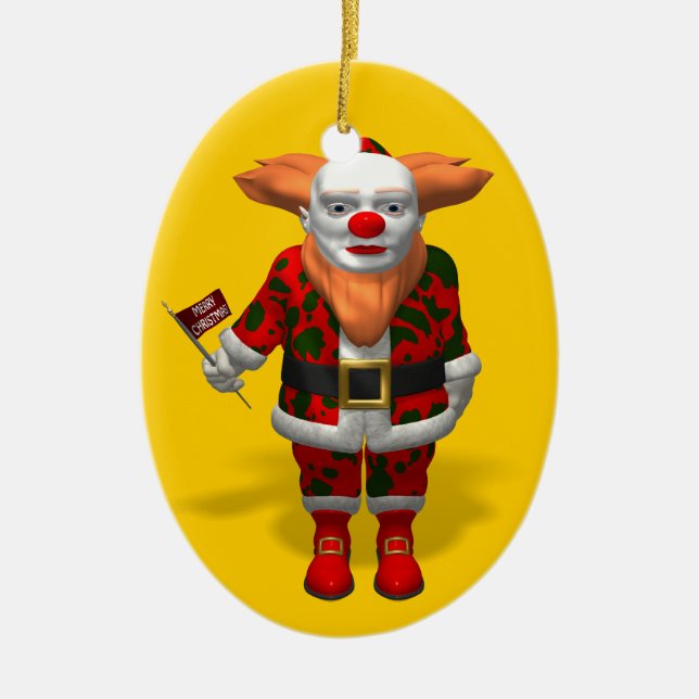 Santa Claus Clown Ceramic Ornament (Front)