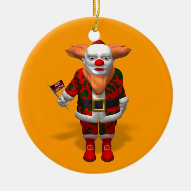 Santa Claus Clown Ceramic Tree Decoration (Front)