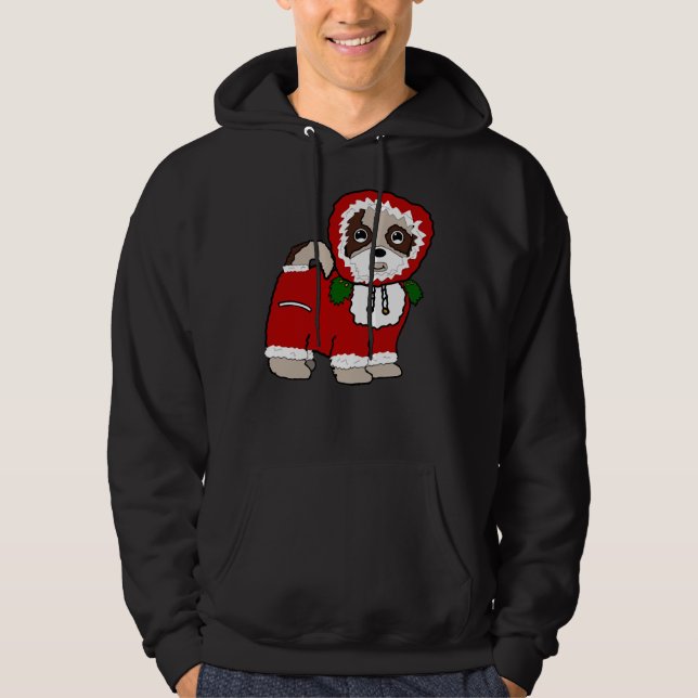 Santa Claus Coat Shih Tzu Maltese (Red) Hoodie (Front)