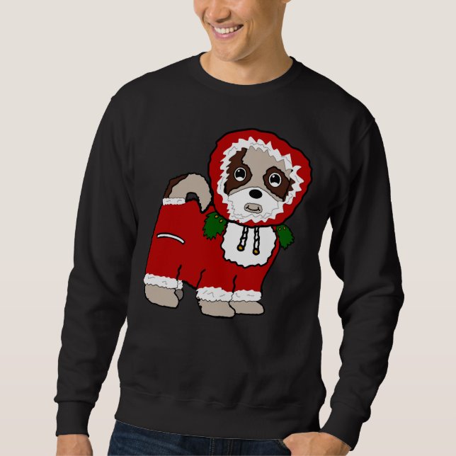 Santa Claus Coat Shih Tzu Maltese (Red) Sweatshirt (Front)