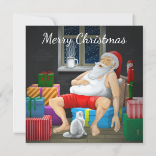 Santa Claus Coffee Time Holiday Card