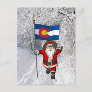 Santa Claus Comes To Colorado Holiday Postcard