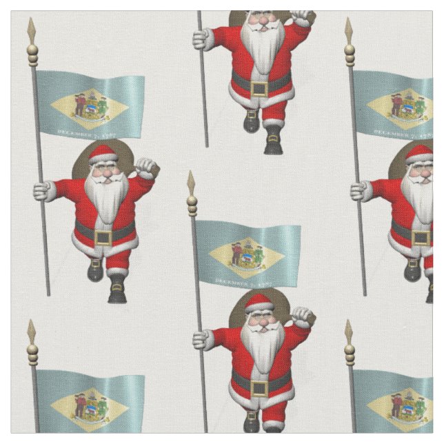 Santa Claus Comes To Delaware Fabric (Close Up)