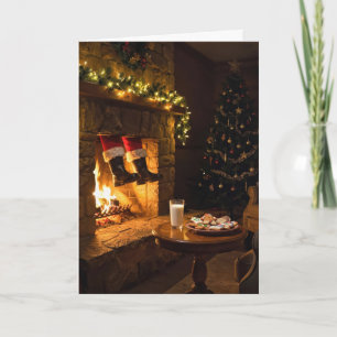Santa Claus Coming Down the Chimney Card