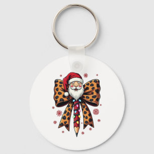 Santa Claus Coquette bow School Teaching Key Ring