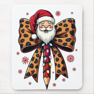 Santa Claus Coquette bow School Teaching  Mouse Pad