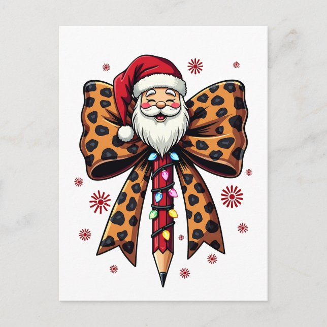 Santa Claus Coquette bow School Teaching  Postcard (Front)