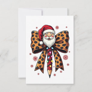 Santa Claus Coquette bow School Teaching Thank You Card