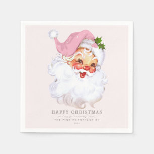 Santa Claus Cottage Chic Pink Holiday Paper  Napkin