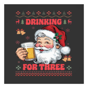 Santa Claus Couple Chirstmas Drinking  Photo Print