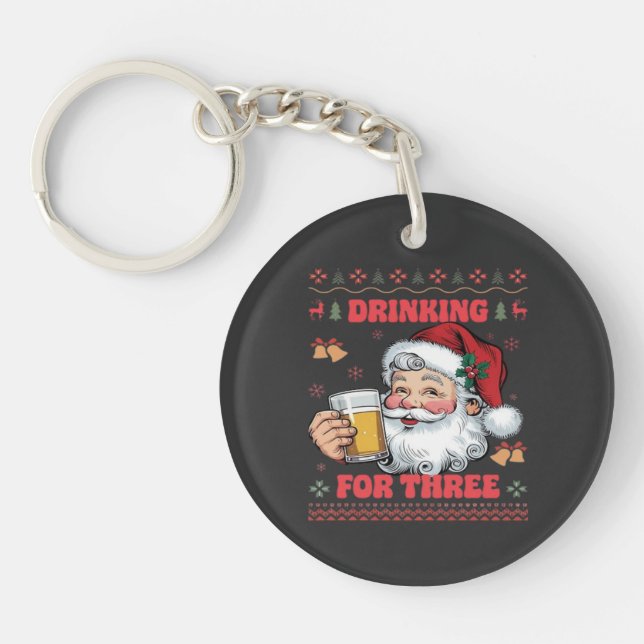 Santa Claus Couple Chirstmas  Key Ring (Front)