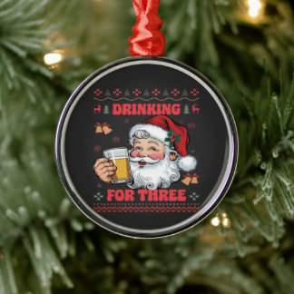 Santa Claus Couple Chirstmas Metal Ornament