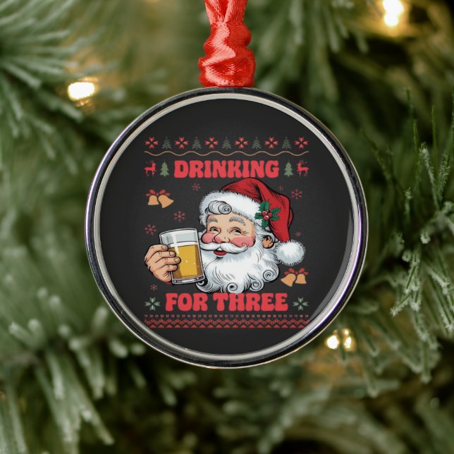 Santa Claus Couple Chirstmas  Metal Ornament (Tree)