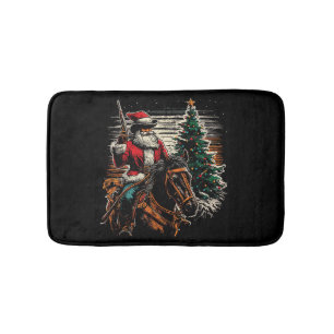 Santa Claus Cowboy - Vintage Christmas Tree Cowboy Bath Mat